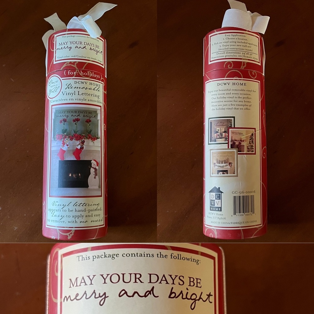 “May Your Days Be Merry and Bright” Removable Vinyl Lettering Decal
